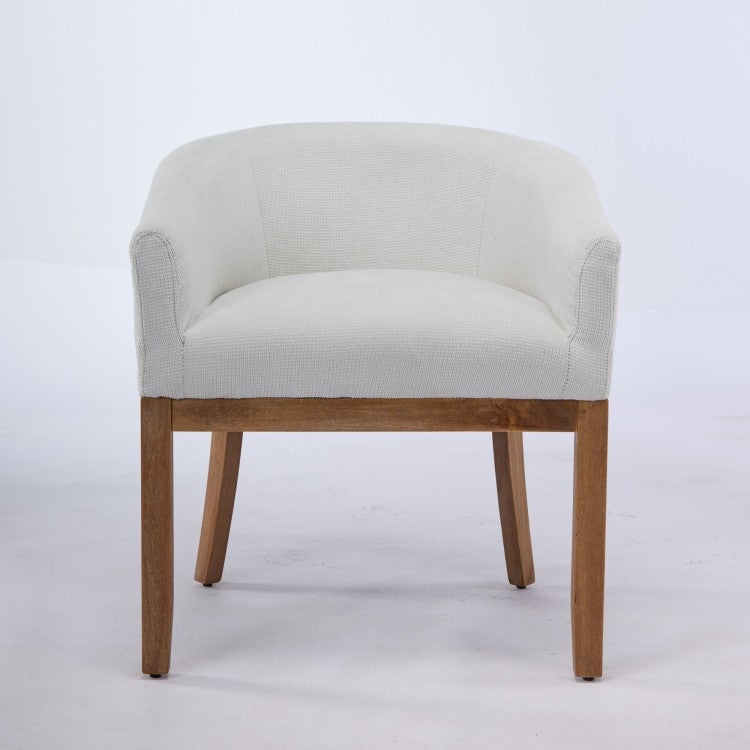 Mid Century Modern Upholstered Barrel Dining Chairs With Arms,Farmhouse Linen Kitchen & Dining Room Chairs With Natural Hardwood Frame, 19" W Accent Chairs For Living Room,Single Pack,Beige,Sw1891Bg