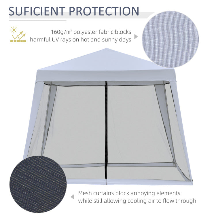 Outsunny 10'X10' Outdoor Canopy Tent, Slant Leg Sun Shelter With Mesh Sidewalls, Patio Tents For Parties, Grey
