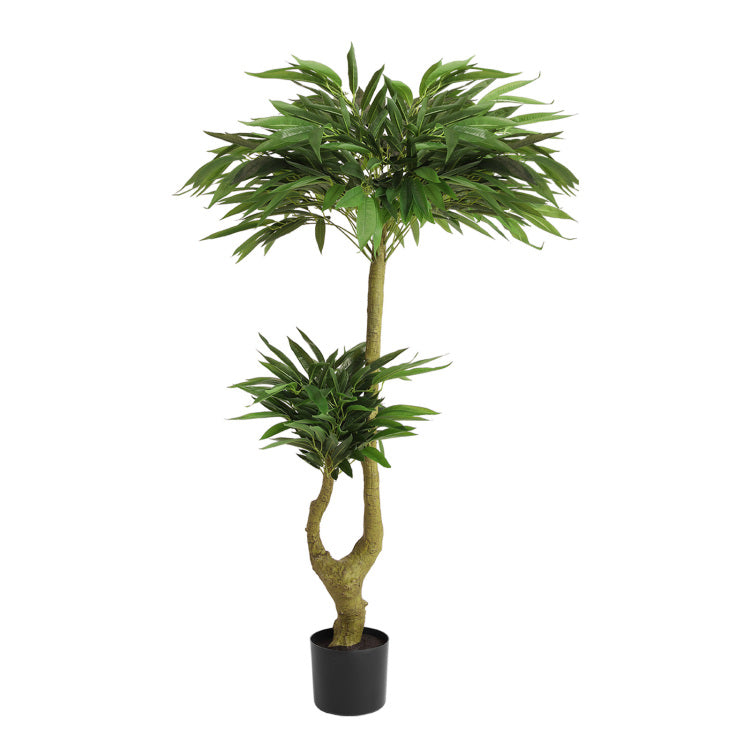 5Ft Artificial Willow Tree Tall Fake Potted Plant Faux Green Silk Tree With Black Plastic Pot For Indoor Home Office Living Room Bedroom Decoration, 1Pc Set