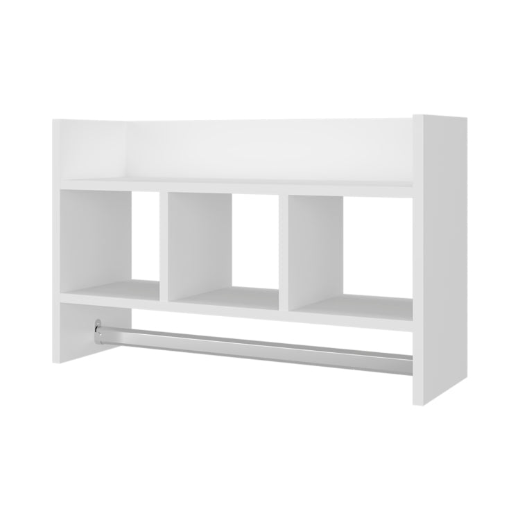 Dell Wall Shelf With Towel Bar 15.7" H, 4 Shelves, White Bathroom