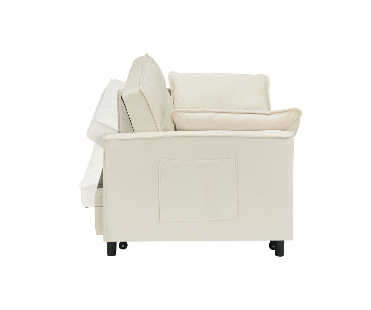 Modern Velvet Sofa, Sofa Pull Out Bed, Small Beautiful Seat Casual Sofa With Back, With Pillow, Pockets, Living Room Furniture, 3 In 1 Convertible Sleep Sofa Bed