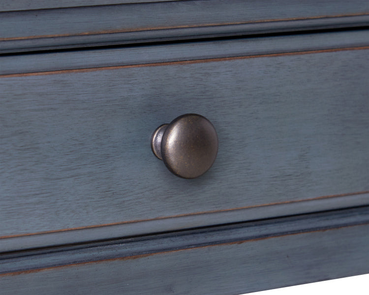 Americana 24 Inch End Table, Corduroy Blue Finish, Minimal Assembly Required
