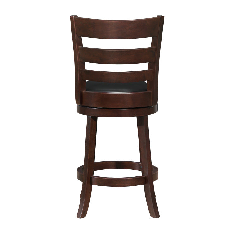 360 Degree Swivel Counter Height Chair Dark Cherry Finish Comfortable Footrest Solid Wood Dining Furniture 1Pc