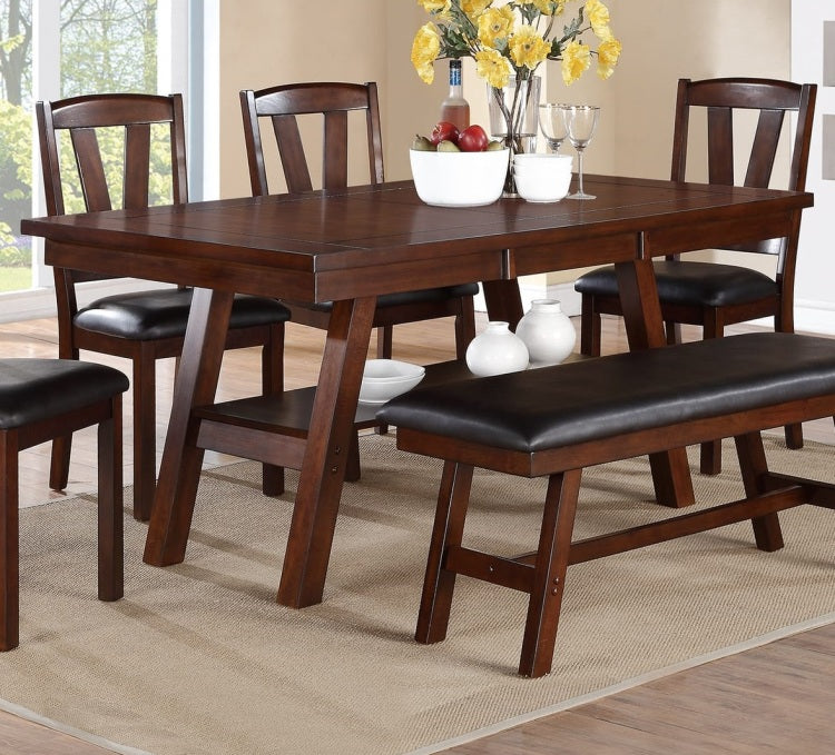 Dining Table Rectangle Dining Table W Shelve 1Pc Table Only Rubber Wood Dark Walnut Finish Dining Room Furniture