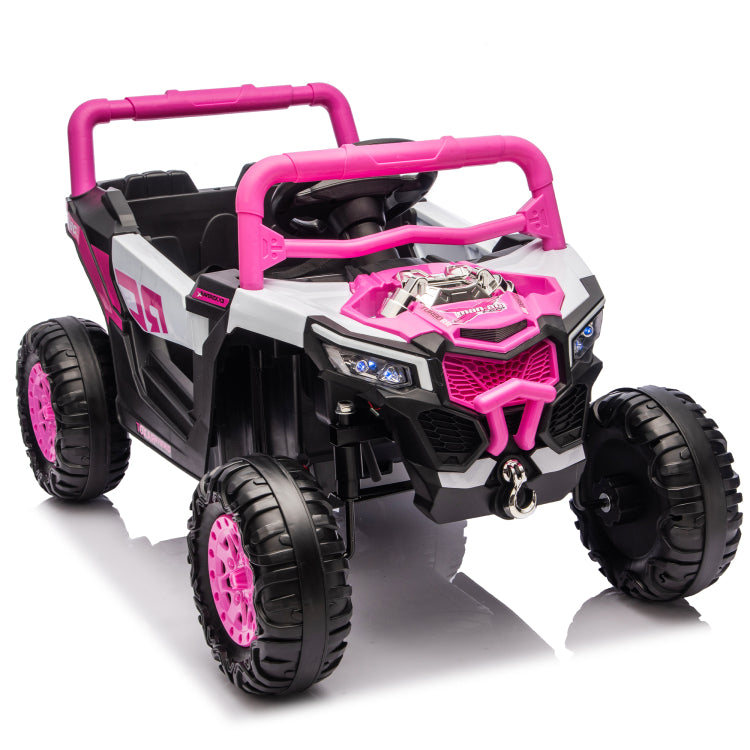 12V Kids Ride On Electric Utv W 2.4G Parents Control,Slow Start&Swing Function,Anti Slip Wheels With Front Shock Absorbers,Led Lights,Built In Music Player,Long Lasting Battery,For Kids Aged 3 5