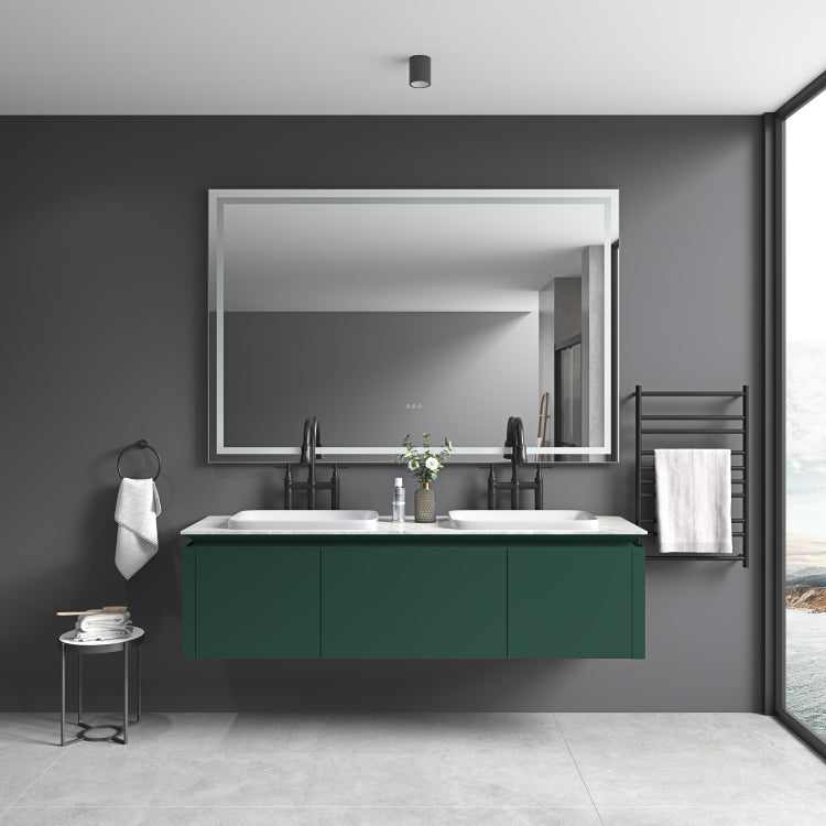84 X 48 Inch Led Bathroom Mirror With Front And Backlight, Wall Mounted Vanity Mirror With Aluminum Frame, Anti Fog, Memory, 3 Colors, Stepless Dimmable