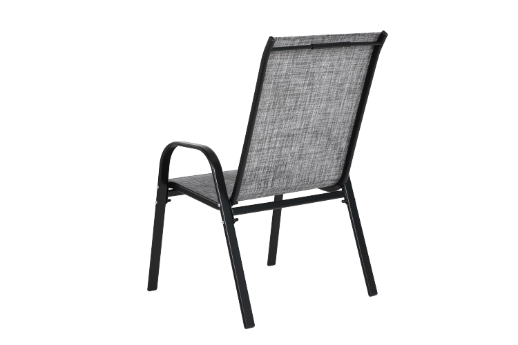 4 Piece Patio Chairs, Outdoor Camping Chairs With Textilene Fabric, Set Of 2 Garden Chairs With Armrest High Backrest For Garden Patio Pool Beach Yard Space Saving Grey