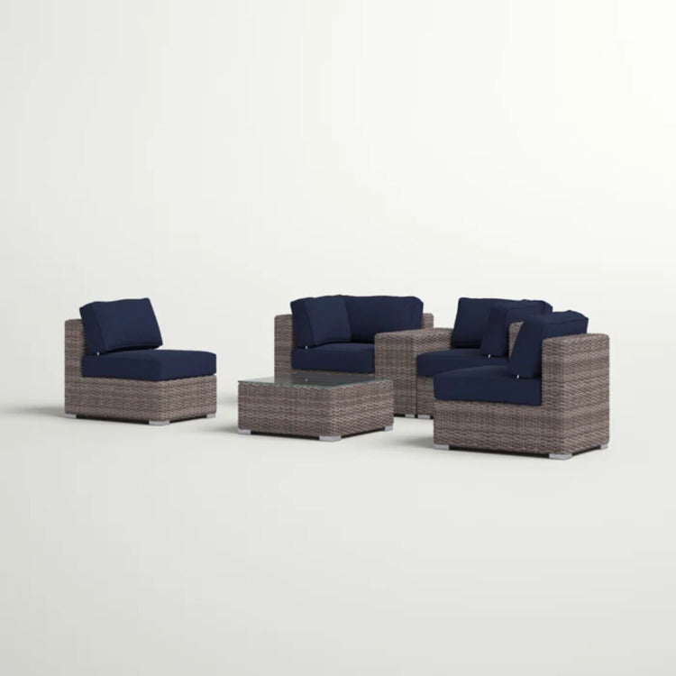 Fully Assembled Hdpe Wicker Patio Conversation Set With Cushions, Seats 4