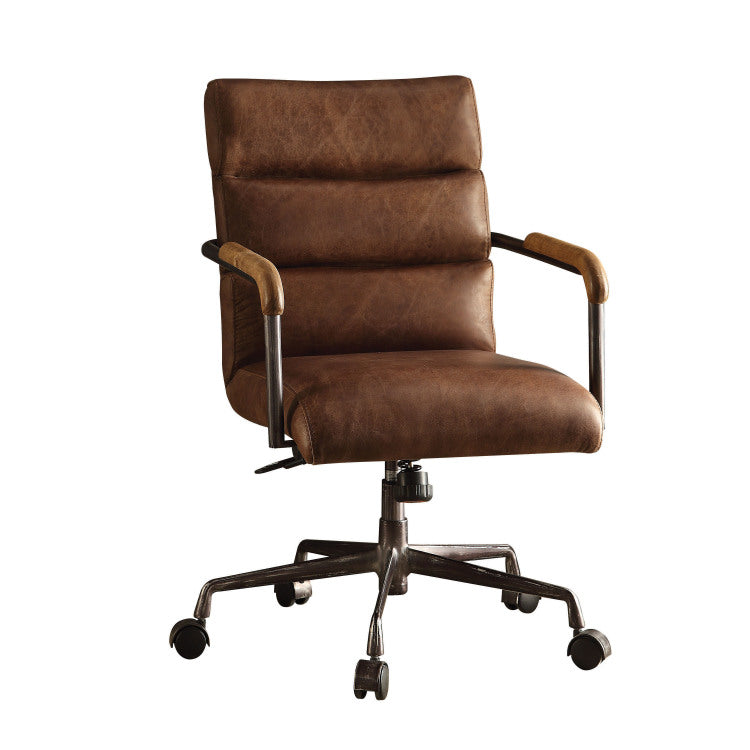 Retro Brown Swivel Office Chair With 5 Star Base