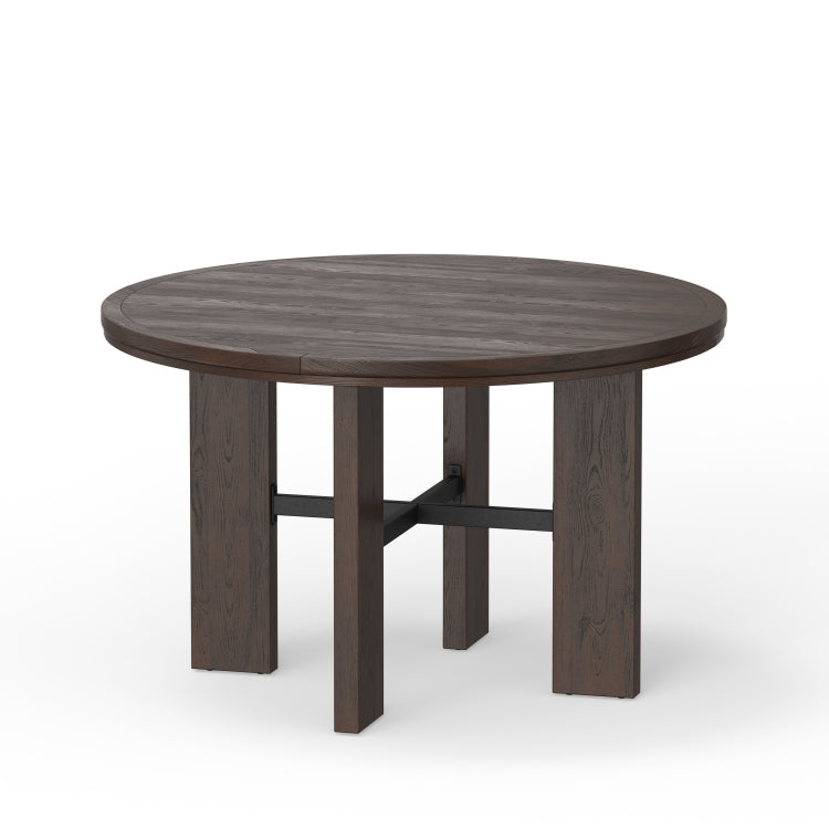 Gorman Dining And Game Table In Walnut Finish With Black Faux Leather Insert
