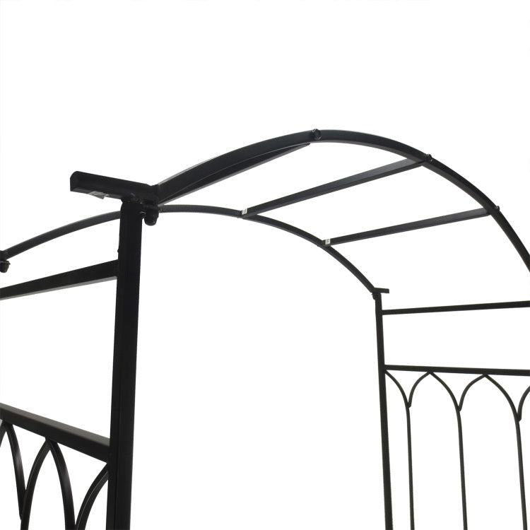 Outsunny Metal Trellis Arbor Arch For Climbing Plants With Garden Bench, Grow Grapes & Vines, Patio Decor & 2 Person Outdoor Steel Decorative Seating, 484 Lbs. Weight Capacity, Black