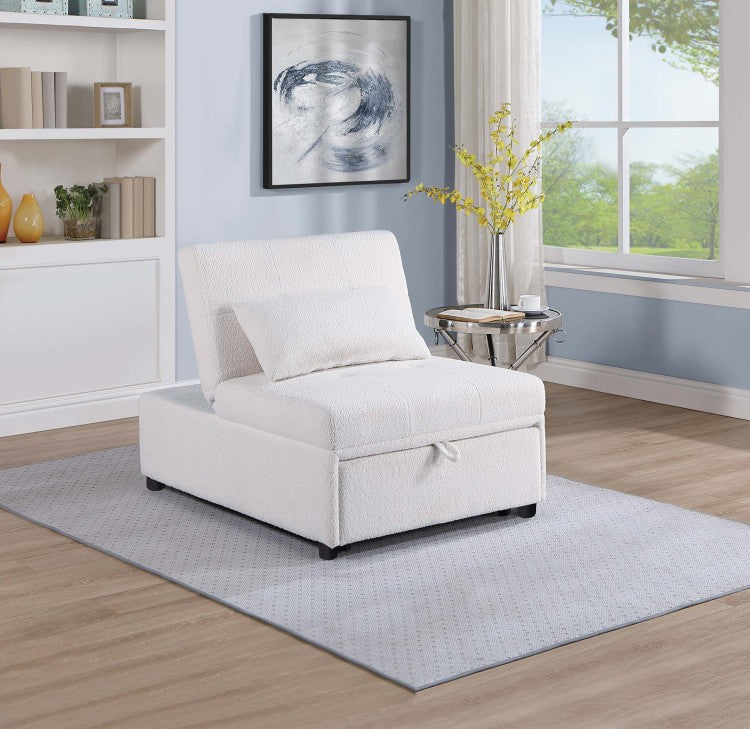 Convertible Sleeper Sofa Chair In Sherpa White