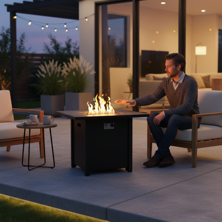 Outdoor Fire Pit For Outdoor Home Garden Backyard Fireplace 30 Inch Steel Black Color