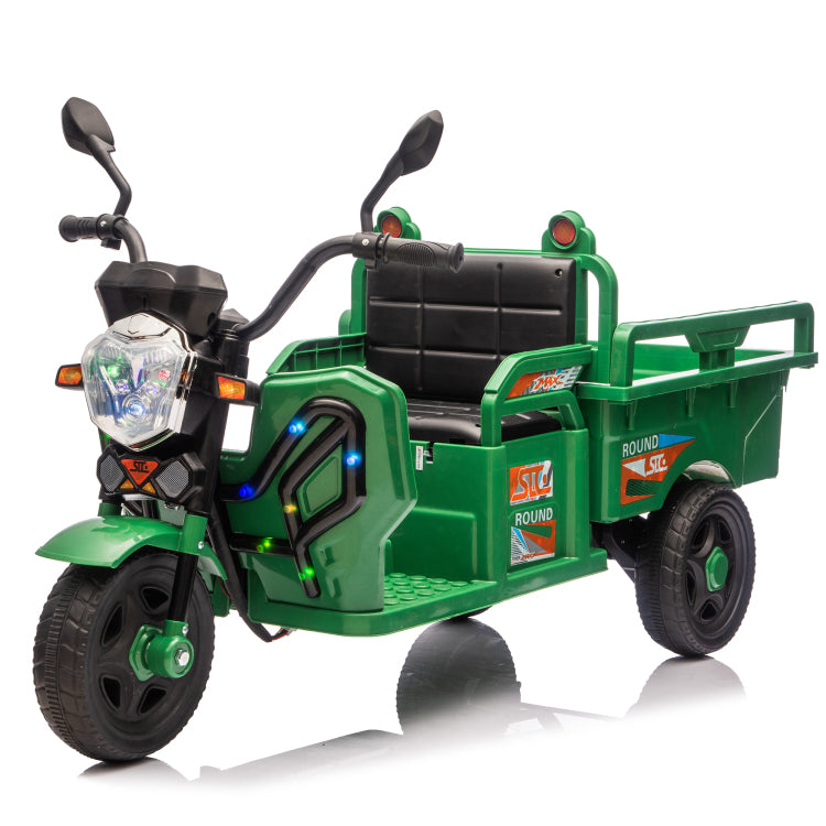12V Kids Electric 3 Wheel Cargo Truck,2Wd,Anti Slip Wheels,Long Battery Life,Large Storage Space,Extra Wide Seat With Led Lights & Music,Stable Electric Trike For Toddlers,Recommended Age: 3 6