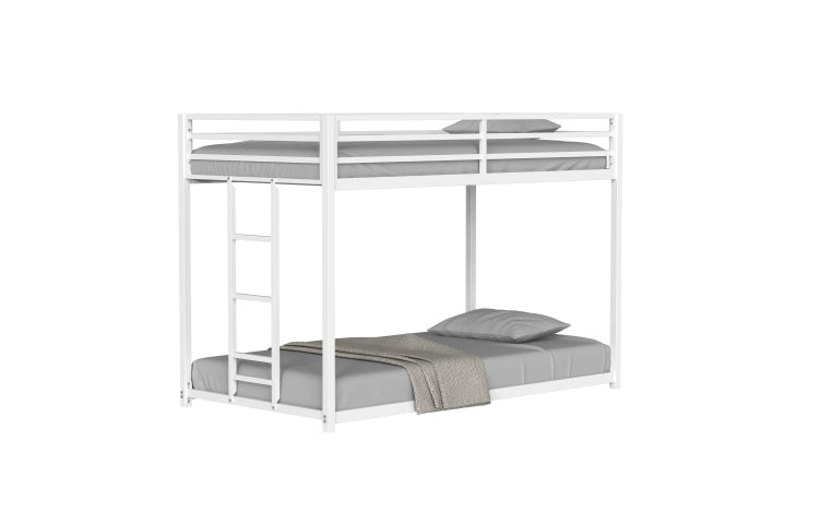 Same As B083P160613 Adam Sturdy Twin Over Twin Bunk Bed Metal White For Kids And Adult, Low Profile And Easy Climbing With Stable Ladder