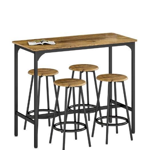 Table With Stools,Kitchen Table 4 Chairs,5 Piece Counter Height Bar Table And Chairs Set