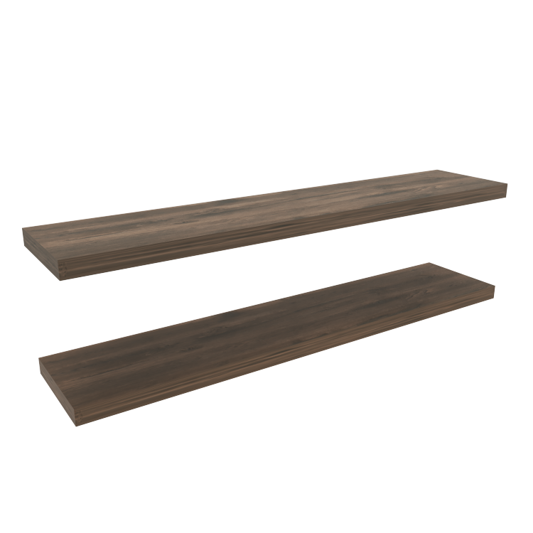 Ecco 47" Wide Floating Shelves Set Of 2, Shelves For Wall Decor For Bedroom, Bathroom Storage Shelves, Book Shelves For Living Room, Dark Brown