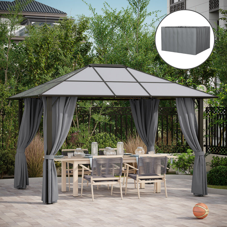 Outsunny 10' X 12' Universal Gazebo Sidewall Set With Panels, Hooks And C Rings Included For Pergolas And Cabanas, Gray