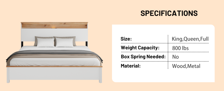 Full Wooden Bed Stand With Charging Station Storage Headboard: This Rustic Farmhouse Bed Frame With Storage Headboard Comes With A Built In Charging Station That Is Simple To Install And Easy To