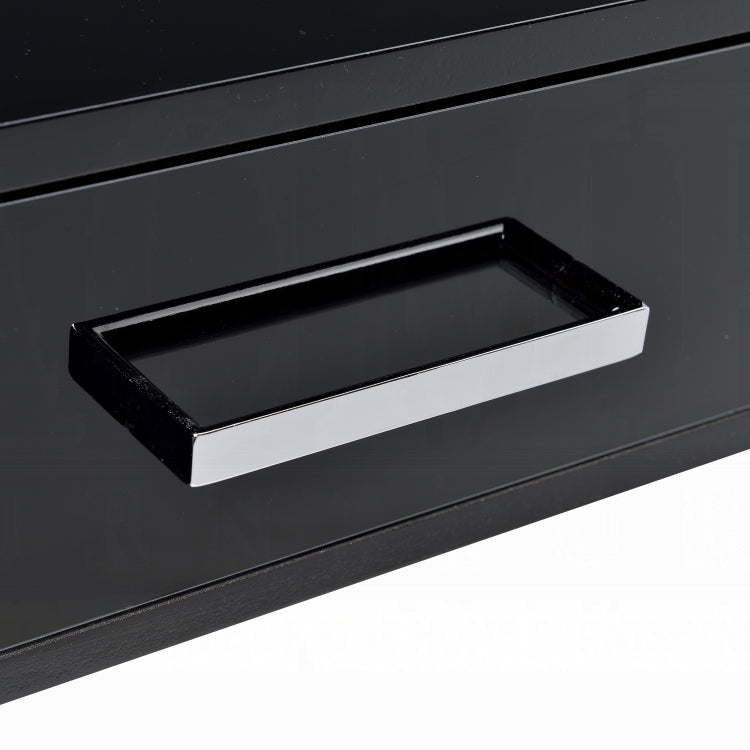 Black High Gloss And Chrome 2 Drawer Writing Desk