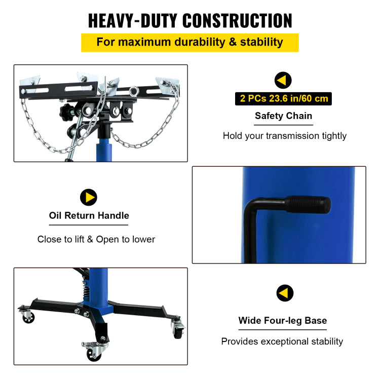 Transmission Jack, 33" 67" High Lift, 1100 Lbs Hydraulic Telescoping Transmission Jack, 2 Stage Floor Jack Stand 1 2 Ton Capacity With Foot Pedal, 360 Swivel Wheel, Garage Shop Lift Hoist