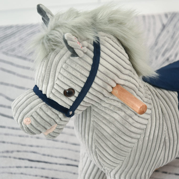 Qaba Kids Rocking Horse For Toddler 3 5, Plush Ride On Horse Wooden Rocker With Realistic Sounds, Gray