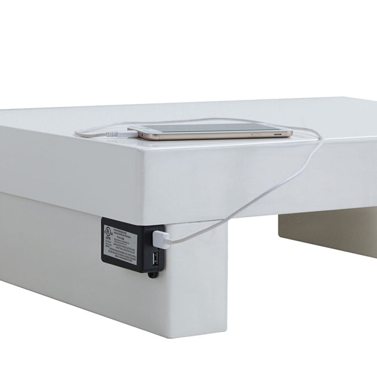 Wooden Small Nightstand With Usb Charger In White Finish