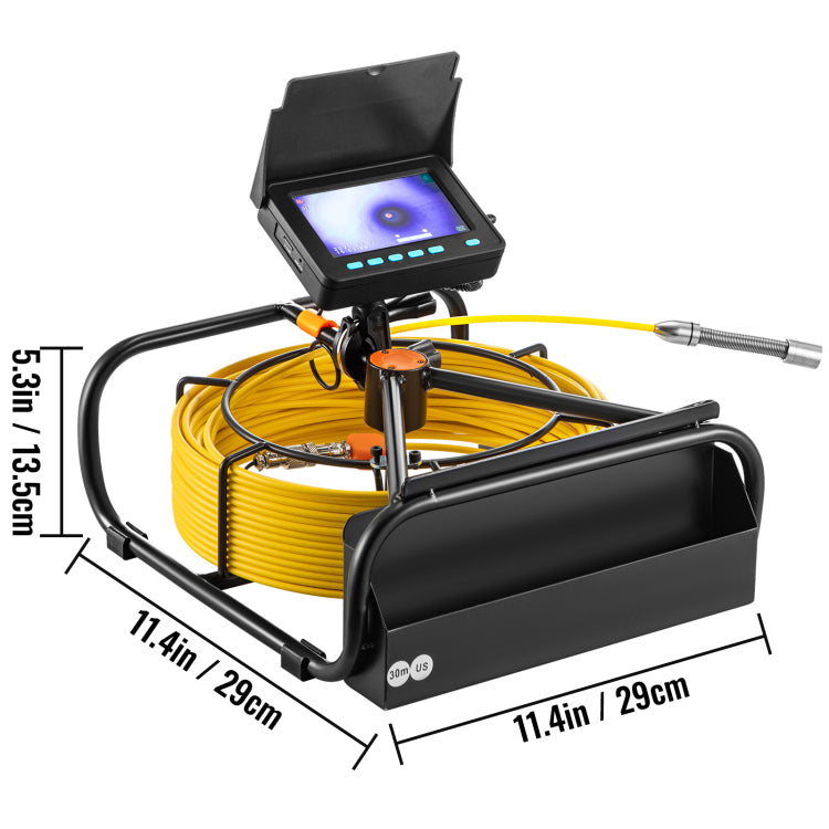 Sewer Camera, 98.4 Ft 30 M, 4.3" Pipe Drain Inspection Camera With Dvr Function And Led Lights, Waterproof Ip68 Borescope, Industrial Endoscope For Home Wall Duct Drain Pipe Plumbing