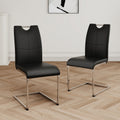 Modern Dining Chairs With Faux Leather Padded Seat Dining Living Room Chairs Upholstered Chair With Chrome Metal Legs Design For Kitchen, Living, Bedroom, Dining Room Side Chairs Set Of 2