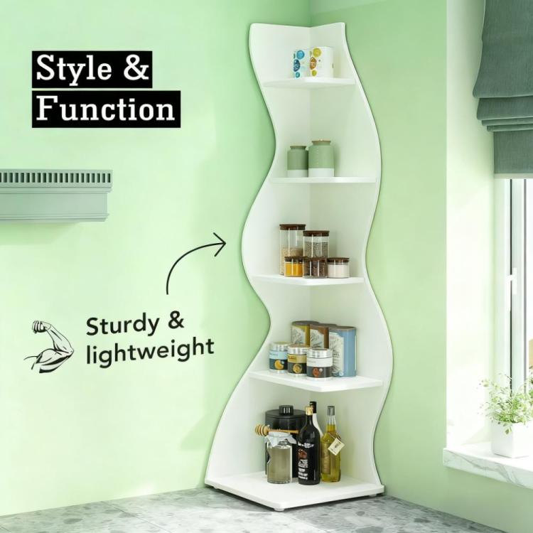5 Tier Wall Corner Bookshelf Corner Shelf Storage Rack Plant Stand