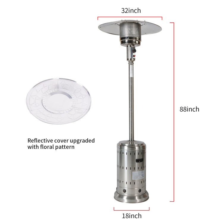 Outdoor 48,000 Btu Outdoor Propane Patio Heater With Wheels And Cover, Stainless Steel Burner For Outdoor Use, Triple Protection System, Garden Commercial Residential