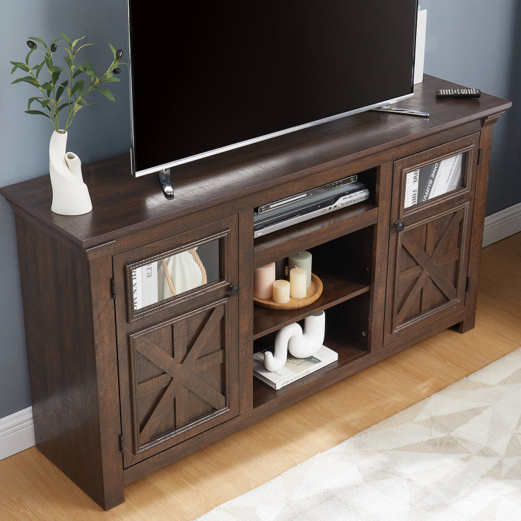 2 Doors Cabinet Farmhouse Cabinet, Farmhouse Tv Stand Barn Design,Modern Farmhouse Tv Media Stand, Large Barn Inspired Home Entertainment Console,Espresso, 60.23"W*15.35"D*31.7"H