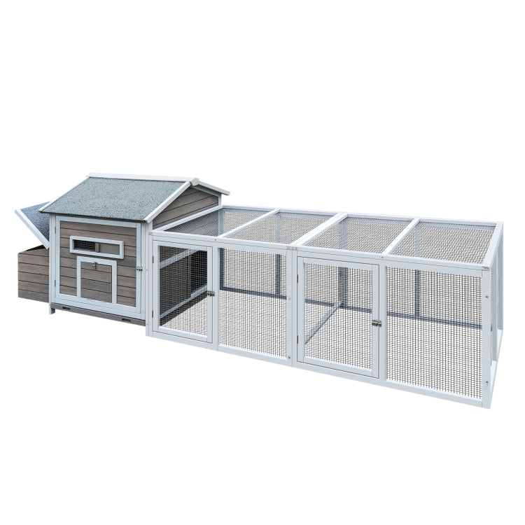 118 Wooden Chicken Coop Hen House Poultry Cage With Free Range Doors, Nesting Box,Leakproof Pull On Tray