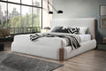 Sandro White Boucle & Walnut Finish Ek Bed