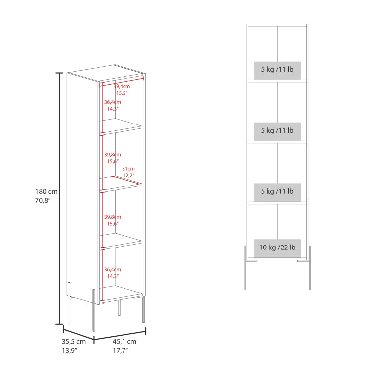 Linen Cabinet 70.8" H, With 1 Door And 4 Shelves, Matt Gray