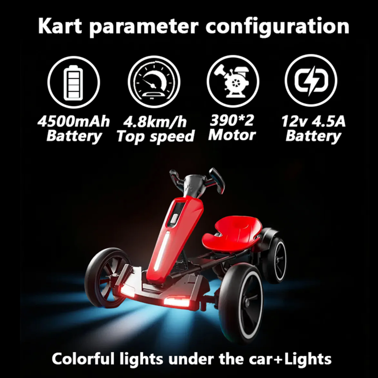 12V Electric Kids Pedal Go Kart, Folder Go Kart, Outdoor Ride On Toy With Adjustable Seat, 4 Non Slip Eva Wheels For Boys And Girls Aged 3 6 Years Old, Red