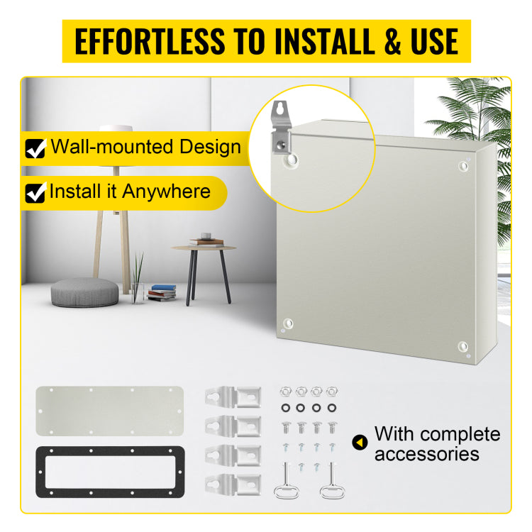 Nema Steel Enclosure, 24 X 24 X 8'' Nema 4X Steel Electrical Box, Ip66 Waterproof & Dustproof, Outdoor Indoor Electrical Junction Box, With Mounting Plate