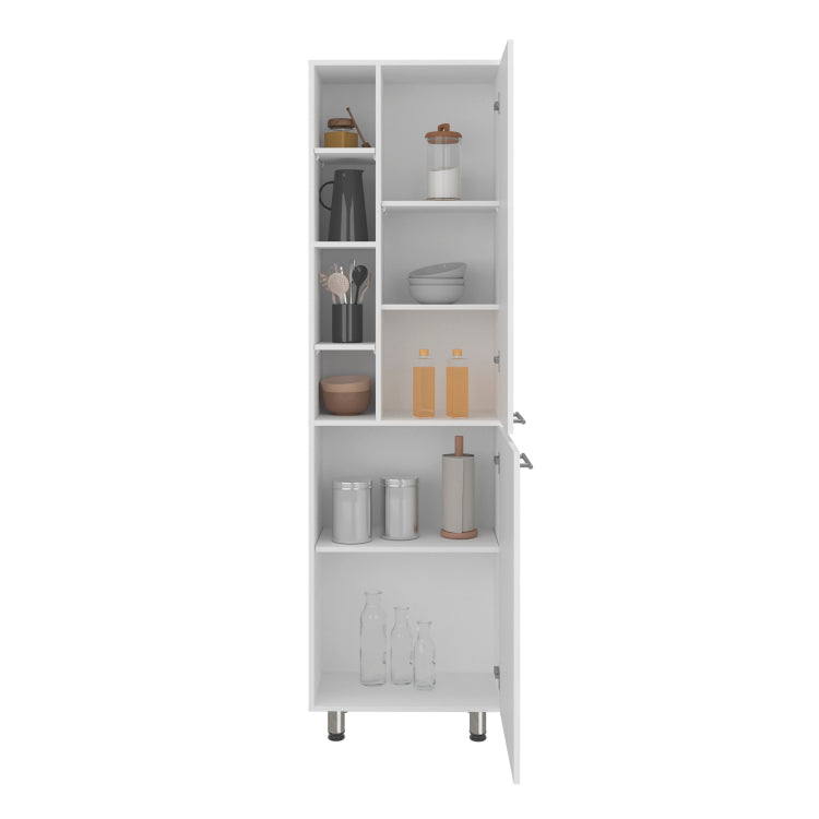 Florence Kitchen Pantry, Multiple Open And Closed Shelves, Modern Design, White