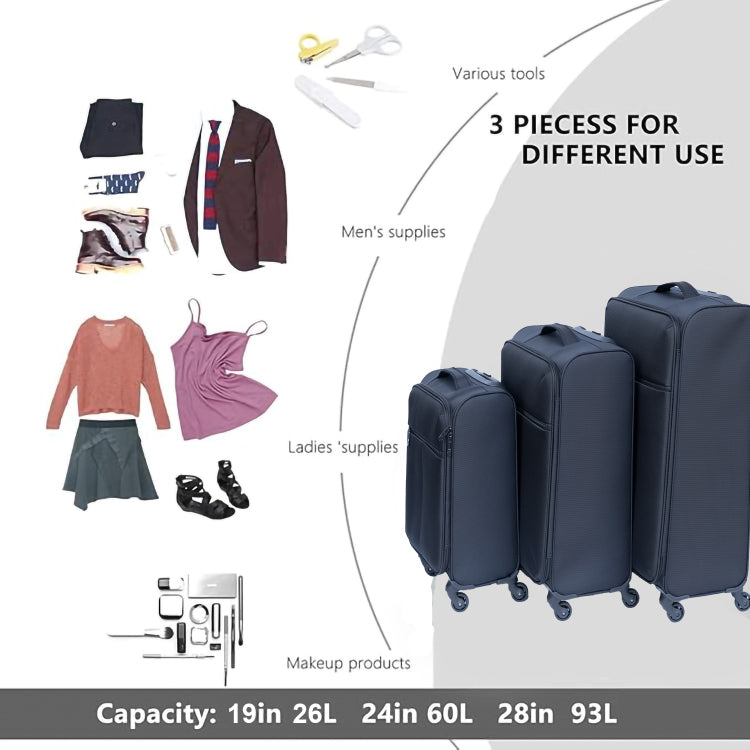 20 24 Two Piece Suitcase Suitcase Set Oxford Trolley Case Without Password Lock Universal Wheel Gray