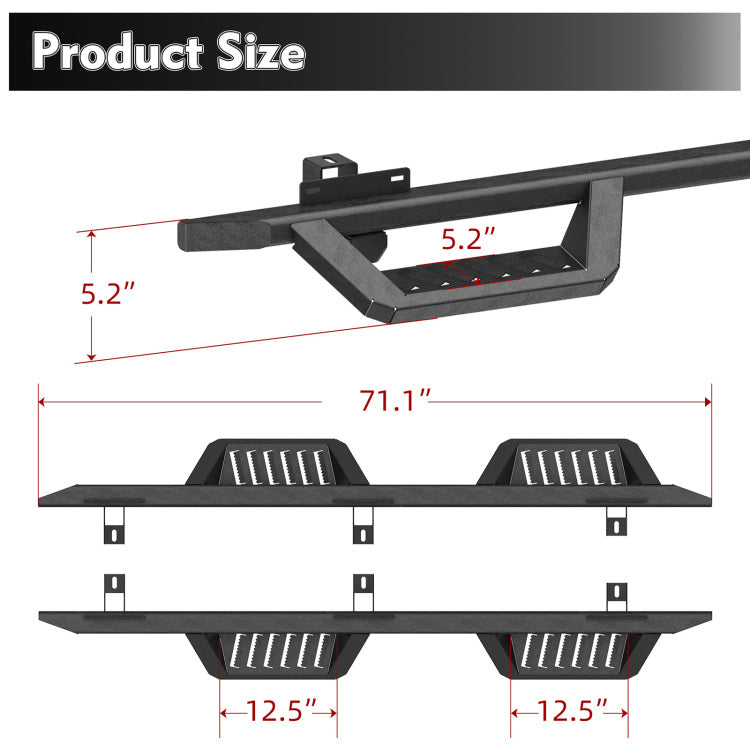 Running Boards For 18 26 Jeep Wrangler Jl Black Powder Coated Side Steps Bars