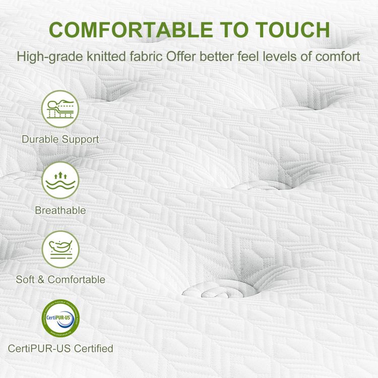 12 Inch Full Size Hybrid Mattress In A Box With Gel Memory Foam And Pocket Springs, Pressure Relief & Motion Isolation, Certipur Us Certified, Assembled In Usa