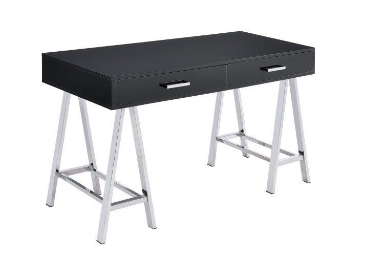Coleen Black High Gloss & Chrome Finish Writing Desk