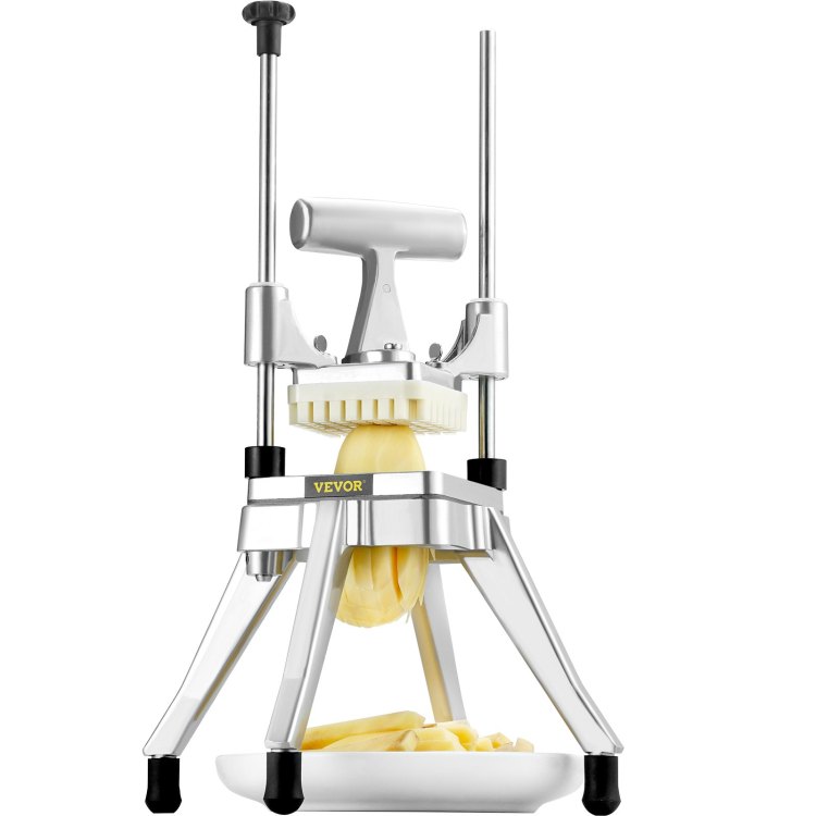 Commercial Vegetable Fruit Chopper, Stainless Steel French Fry Cutter With 4 Blades 1 4" 3 8" 1 2", 6 Wedge Slicer, Chopper Dicer With Tray, Heavy Duty Cutter For Potato Tomato Onion Mushroom
