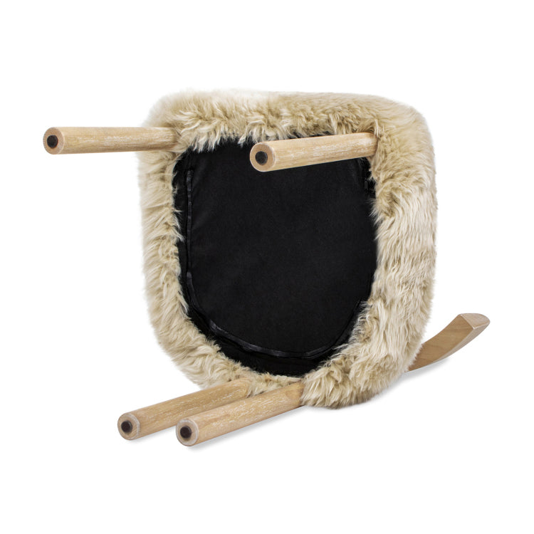 Arden 19.5" Genuine Sheepskin Fur Split Back Dining Chair Natural Blonde Genuine Fur