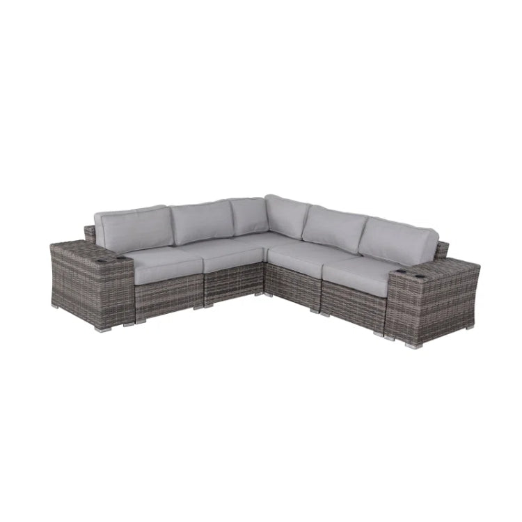 7 Piece Rattan Sectional Sofa Set With Cushions Fully Assembled