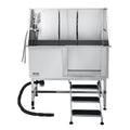50 Inch Dog Grooming Bath Tub Stainless Steel W Stairs Water Filter Left