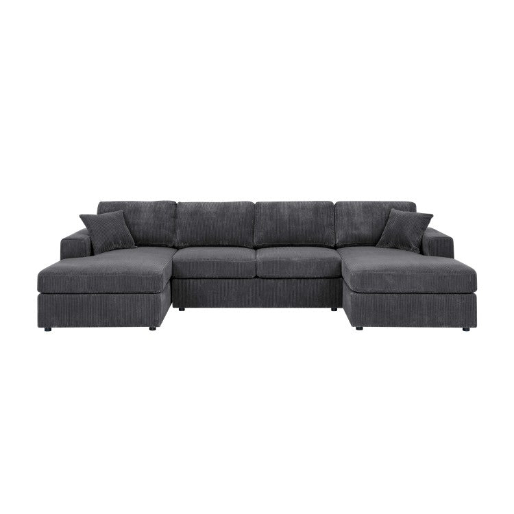3 Piece Corduroy Double Chaise Sectional