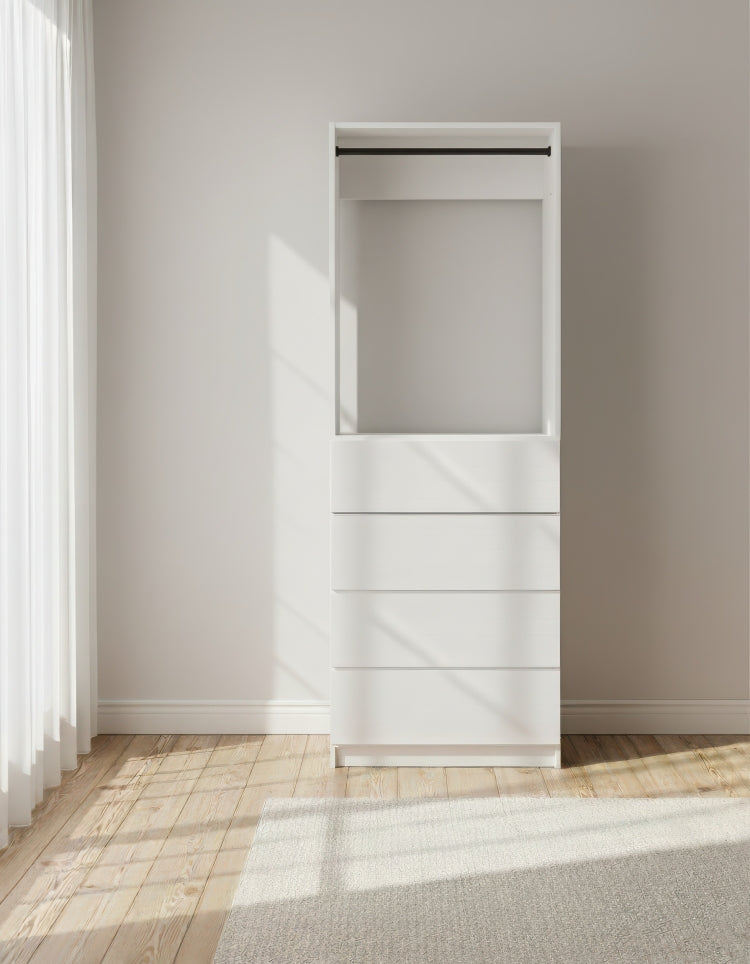 Prosper 32" White Wood Walk In Closet With Four Drawers