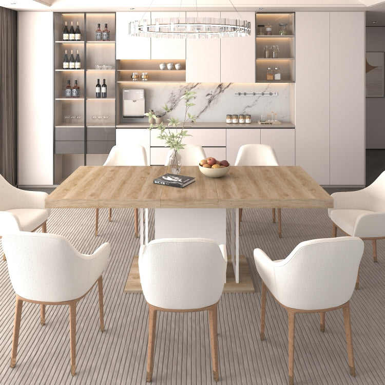 Rectangle Extendable Dining Table For 6 10 People Aged Effect Wood 160 200 Cm