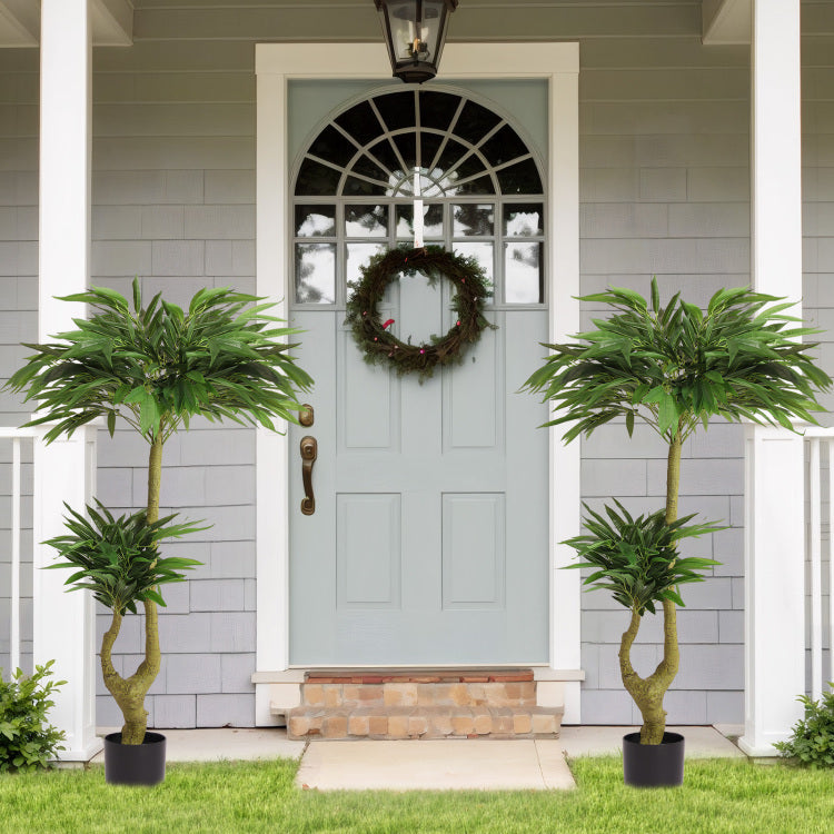 5Ft Artificial Willow Tree Tall Fake Potted Plant Faux Green Silk Tree With Black Plastic Pot For Indoor Home Office Living Room Bedroom Decoration, 1Pc Set